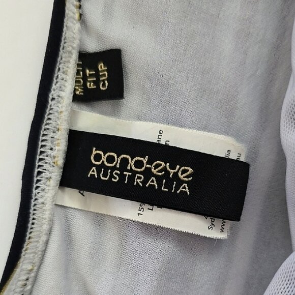 Bond-Eye Australia Women's Teal Black Striped Tankini Swim Top Padded Cups Sz 8 - Picture 10 of 16